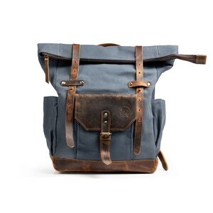 NWOT**** THE “JACKSON” BACKPACK Vintage Blue and Brown Canvas Backpack